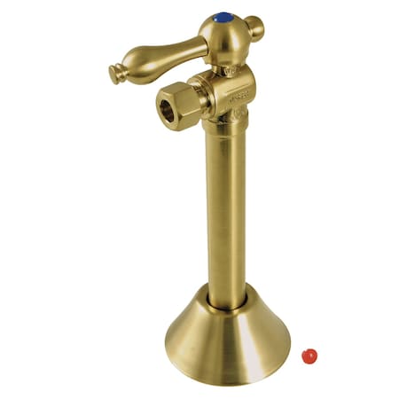 Kingston Brass CC83207 1/2" Sweat x 3/8" OD Comp Angle Shut-Off Valve with 5" Extension, Brushed Brass CC83207